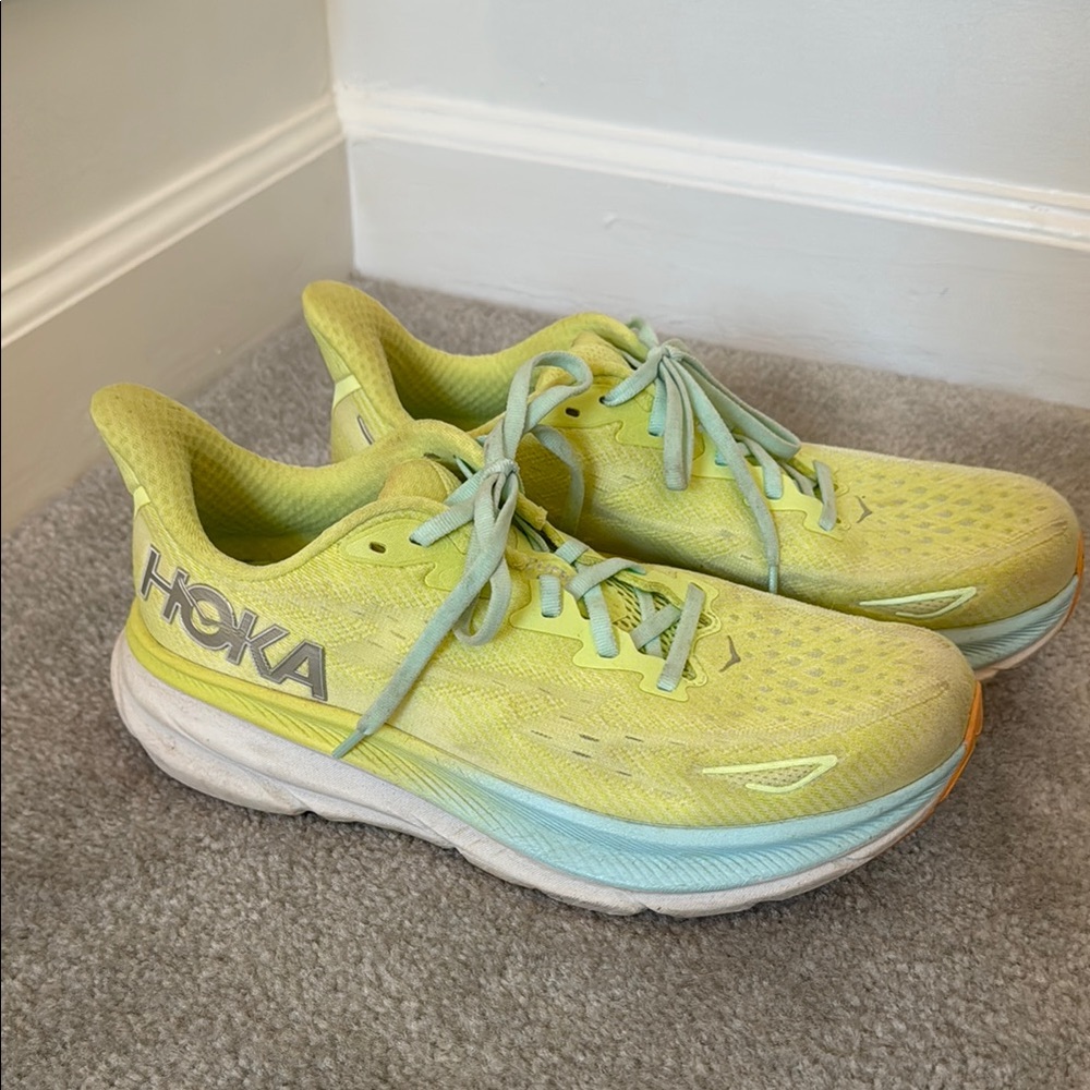 Hoka Yellow Running Shoes with Signature Cushioning
